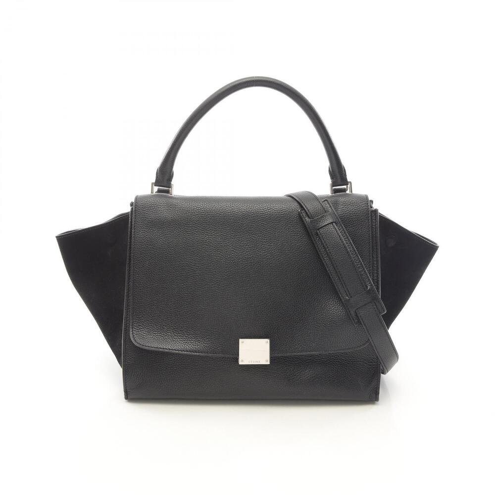 Celine Trapeze Handbag Leather Black